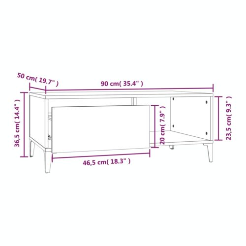 Coffee Table White 90x50x36.5cm Engineered Wood - Image 8