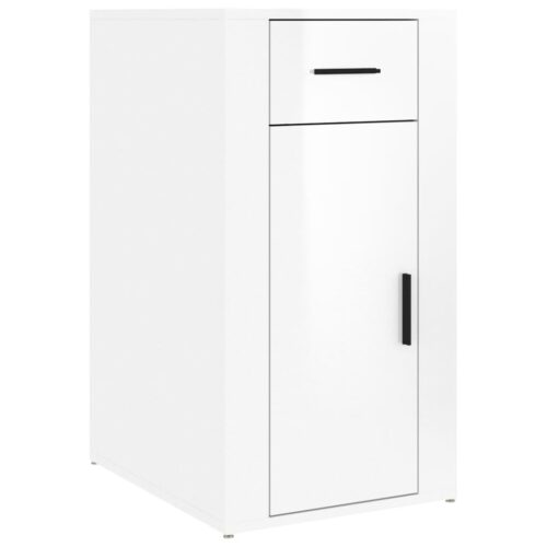High Gloss Desk Cabinet Office Printer File Storage Rack Drawer Side Table White
