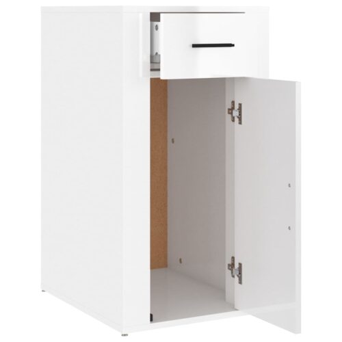 High Gloss Desk Cabinet Office Printer File Storage Rack Drawer Side Table White - Image 7