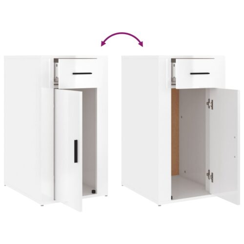High Gloss Desk Cabinet Office Printer File Storage Rack Drawer Side Table White - Image 9