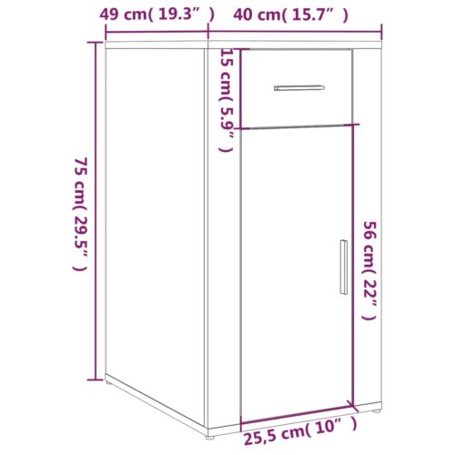 High Gloss Desk Cabinet Office Printer File Storage Rack Drawer Side Table White - Image 11
