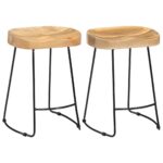 Gavin Bar Stools 2pcs Solid Mango Wood
