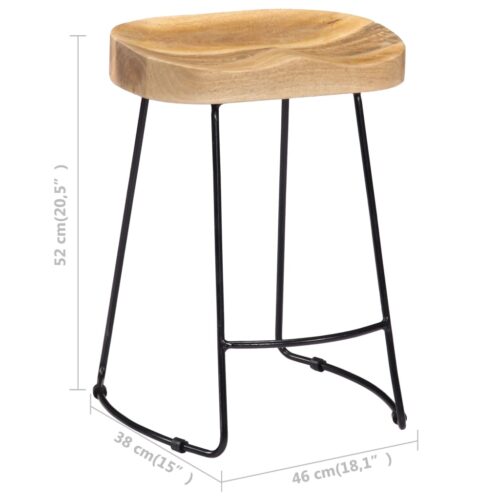 Gavin Bar Stools 2pcs Solid Mango Wood - Image 9