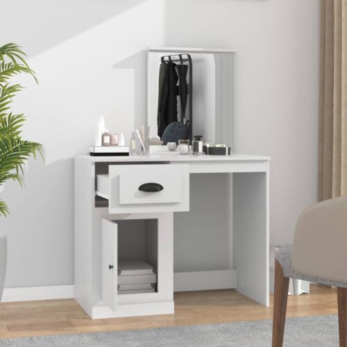Dressing Table with Mirror White 90x50x132.5cm Engineered Wood - Image 3
