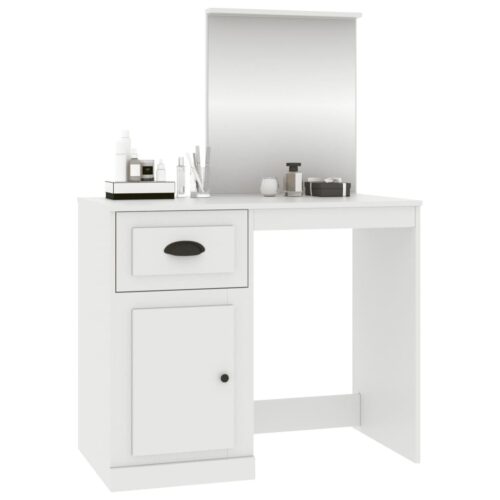 Dressing Table with Mirror White 90x50x132.5cm Engineered Wood - Image 4