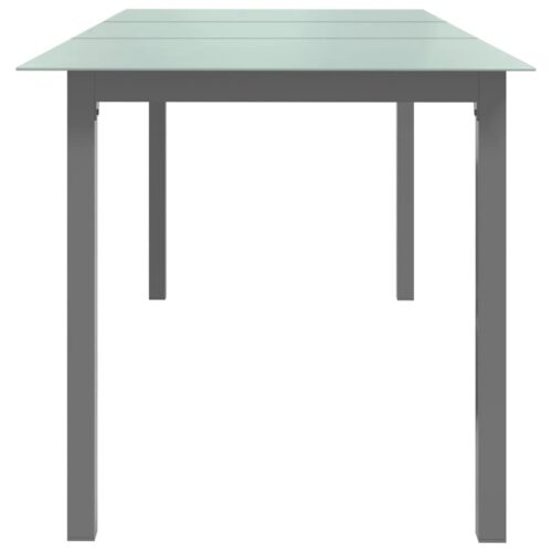 Garden Table Grey 190x90x74cm Aluminium Glass - Image 3