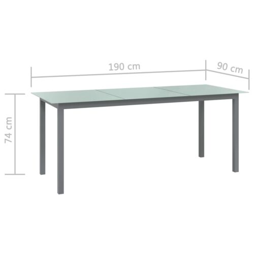 Garden Table Grey 190x90x74cm Aluminium Glass - Image 5