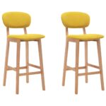Bar Stools 2pcs Mustard Yellow Fabric