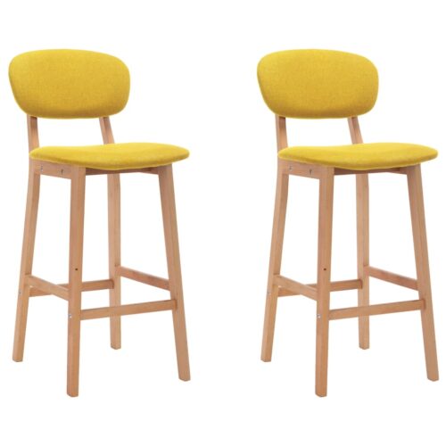 Bar Stools 2pcs Mustard Yellow Fabric