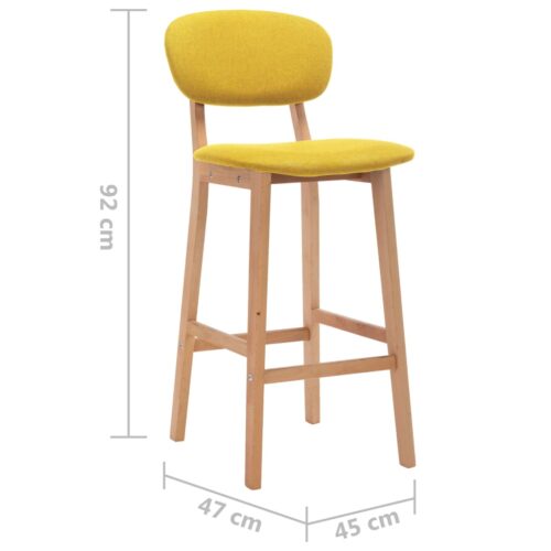 Bar Stools 2pcs Mustard Yellow Fabric - Image 8