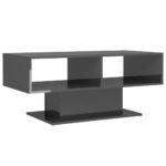 Coffee Table High Gloss Grey 103.5x50x44.5cm Engineered Wood
