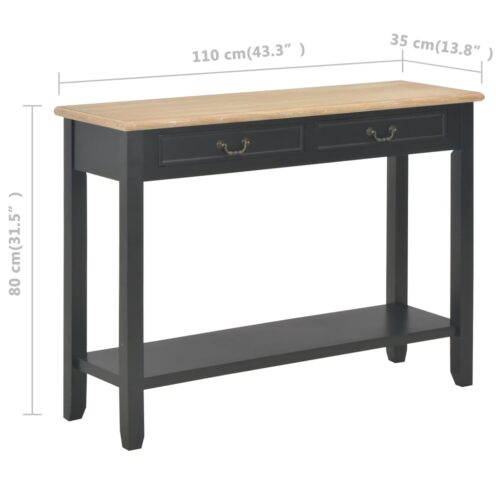 Console Table Black 110x35x80cm Wood - Image 8
