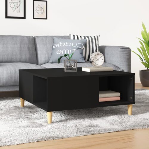 Coffee Table Black 80x80x36.5cm Engineered Wood
