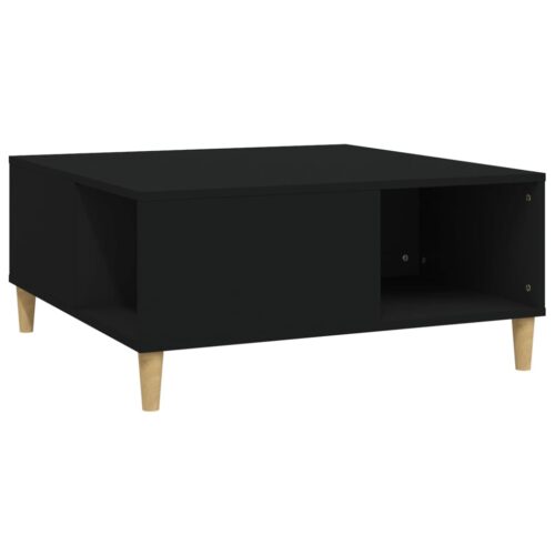 Coffee Table Black 80x80x36.5cm Engineered Wood - Image 2