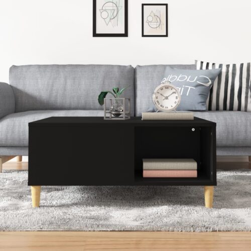 Coffee Table Black 80x80x36.5cm Engineered Wood - Image 3
