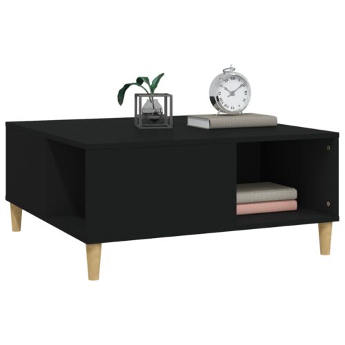 Coffee Table Black 80x80x36.5cm Engineered Wood - Image 4