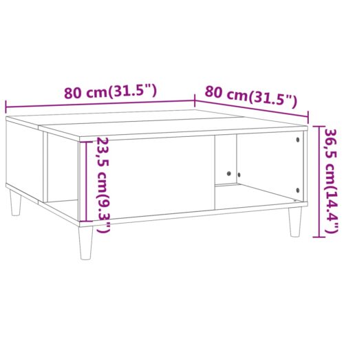 Coffee Table Black 80x80x36.5cm Engineered Wood - Image 8