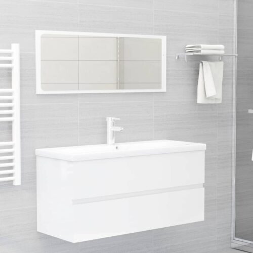 2-Piece Bathroom Furniture Set High Gloss White Engineered Wood - Image 12