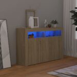 Sideboard with LED Lights Sonoma Oak 115.5x30x75cm