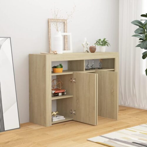 Sideboard with LED Lights Sonoma Oak 115.5x30x75cm - Image 3