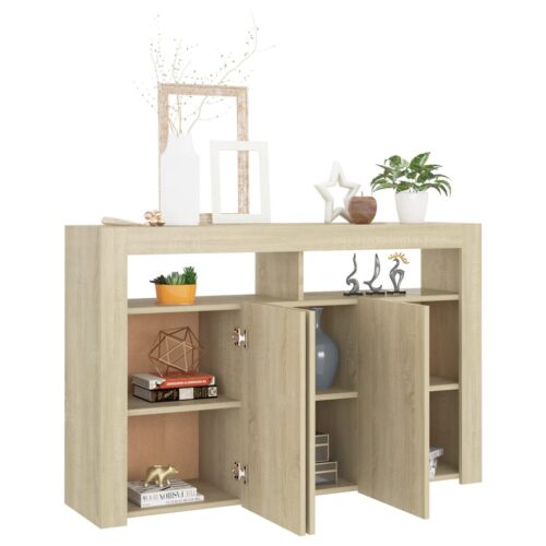 Sideboard with LED Lights Sonoma Oak 115.5x30x75cm - Image 4