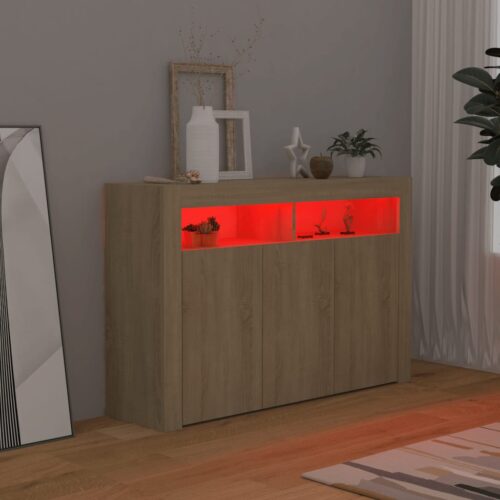 Sideboard with LED Lights Sonoma Oak 115.5x30x75cm - Image 5