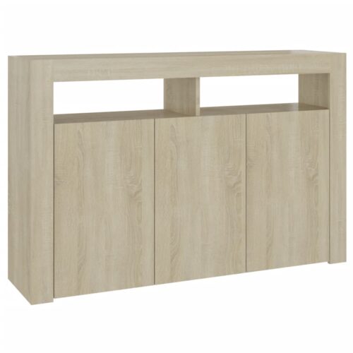 Sideboard with LED Lights Sonoma Oak 115.5x30x75cm - Image 8
