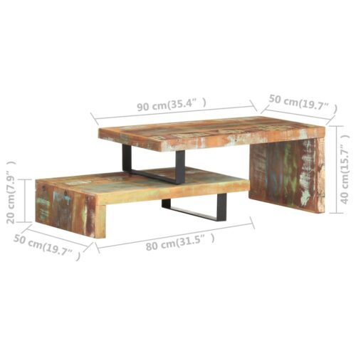 2-Piece Coffee Table Set Solid Reclaimed Wood - Image 8