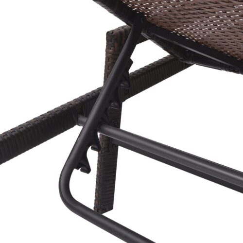 Sun Lounger with Cushion Poly Rattan Brown - Image 7