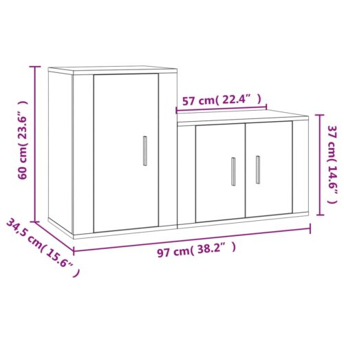 2-Piece TV Cabinet Set White Engineered Wood - Image 10