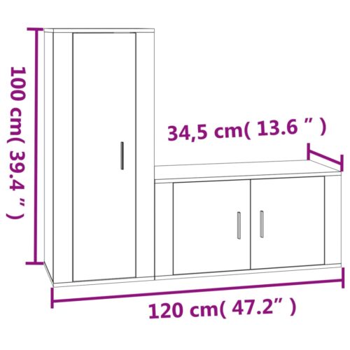 2-Piece TV Cabinet Set High Gloss White Engineered Wood - Image 7