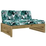 Pine Wood Sofa with Cushion Outdoor Patio Garden Balcony Bench Chair 120x80cm