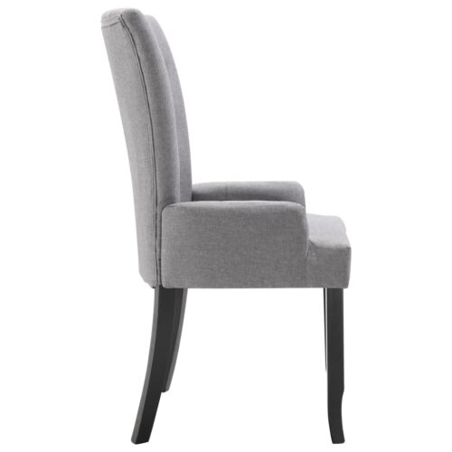 Fabric Dining Armchair Kitchen Lounge Tufted Button French Accent Chair Light Grey - Image 3