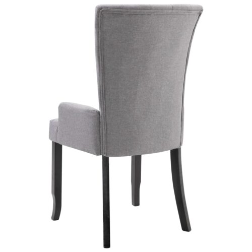 Fabric Dining Armchair Kitchen Lounge Tufted Button French Accent Chair Light Grey - Image 4