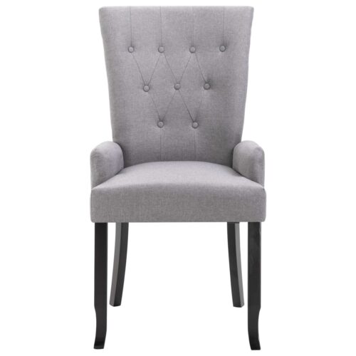 Fabric Dining Armchair Kitchen Lounge Tufted Button French Accent Chair Light Grey - Image 5