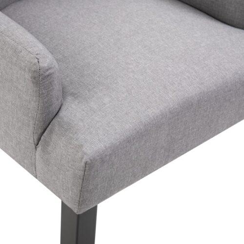 Fabric Dining Armchair Kitchen Lounge Tufted Button French Accent Chair Light Grey - Image 6