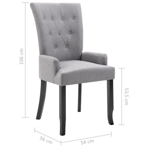 Fabric Dining Armchair Kitchen Lounge Tufted Button French Accent Chair Light Grey - Image 8