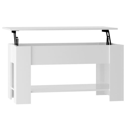 Coffee Table High Gloss White 101x49x52cm Engineered Wood - Image 2