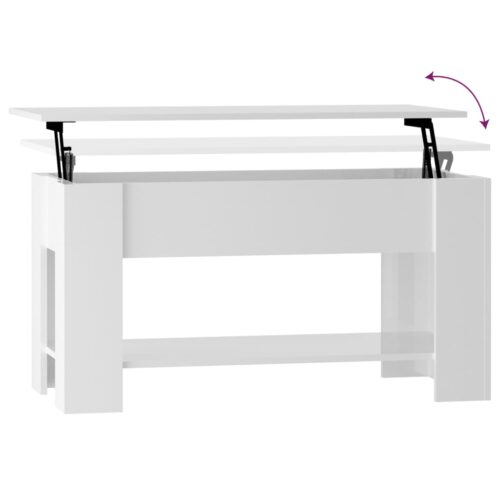 Coffee Table High Gloss White 101x49x52cm Engineered Wood - Image 6