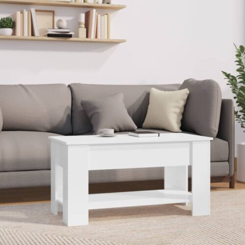 Coffee Table High Gloss White 101x49x52cm Engineered Wood - Image 8