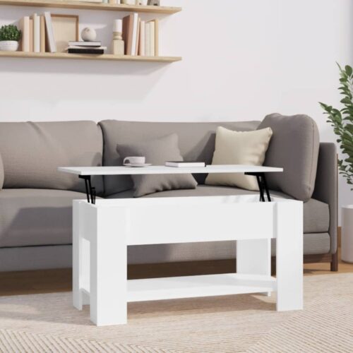 Coffee Table High Gloss White 101x49x52cm Engineered Wood - Image 10