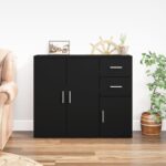 Sideboard Black 91x29.5x75cm Engineered Wood
