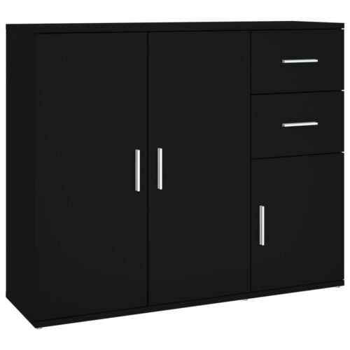 Sideboard Black 91x29.5x75cm Engineered Wood - Image 2