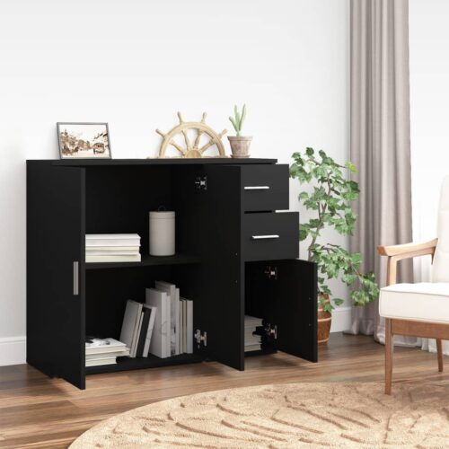 Sideboard Black 91x29.5x75cm Engineered Wood - Image 3