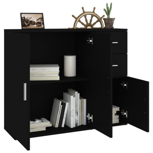 Sideboard Black 91x29.5x75cm Engineered Wood - Image 4