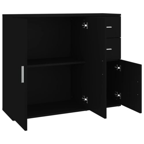 Sideboard Black 91x29.5x75cm Engineered Wood - Image 8