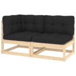 2-Piece Garden Lounge Set with Cushions Solid Pinewood