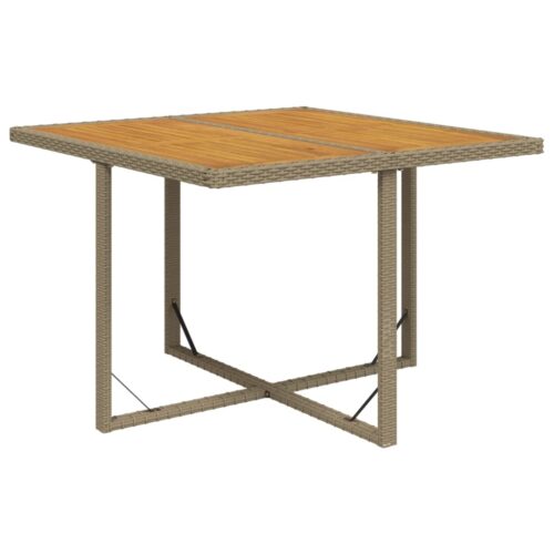 Garden Table Outdoor Patio Bistro Dining Rattan Coffee Wood Beige 109x107x74cm