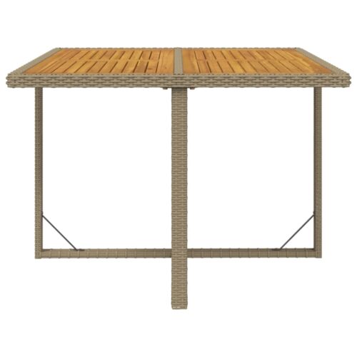 Garden Table Outdoor Patio Bistro Dining Rattan Coffee Wood Beige 109x107x74cm - Image 4