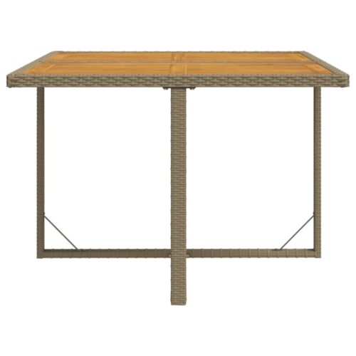 Garden Table Outdoor Patio Bistro Dining Rattan Coffee Wood Beige 109x107x74cm - Image 5